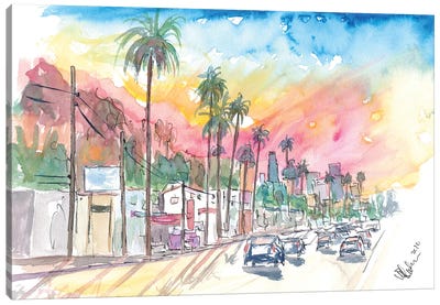 Sunset Blvd Los Angeles Rainbow Sunset Canvas Art Print - City Sunrise & Sunset Art
