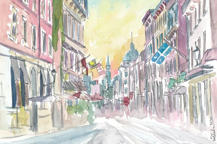 Montreal Quebec Historic Old Street Scene With Sunrise by Markus & Martina Bleichner wall art