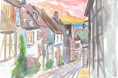 Romantic Rye Mermaid Street With East Sussex View by Markus & Martina Bleichner canvas print