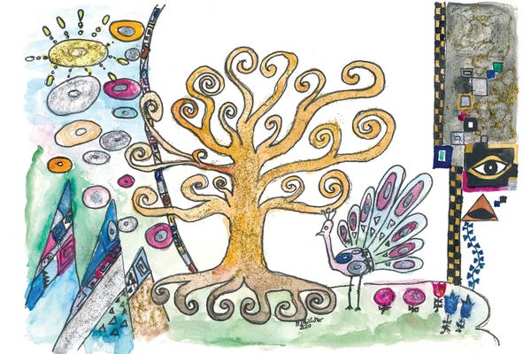 Artists Like Klimt: Klimt Inspired Golden Tree Of Life In Spring by Markus & Martina Bleichner