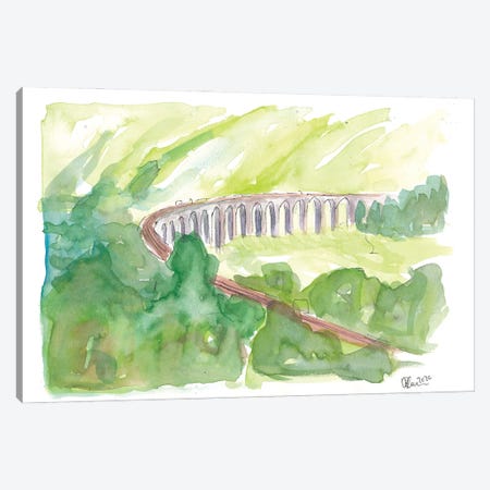 Glenfinnan Viaduct West Highland Line In All Green Canvas Print #MMB384} by Markus & Martina Bleichner Canvas Art Print