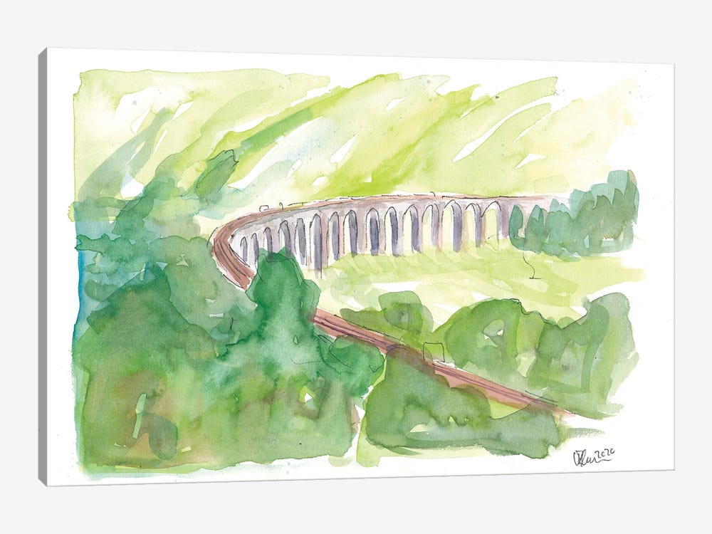 Glenfinnan Viaduct West Highland Line In All Green by Markus & Martina Bleichner 1-piece Canvas Art Print