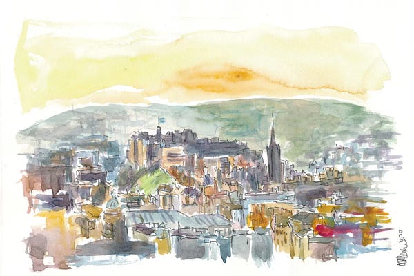 Markus & Martina Bleichner: Edinburgh Scotland Street Scene With Castle At Sunset by Markus & Martina Bleichner