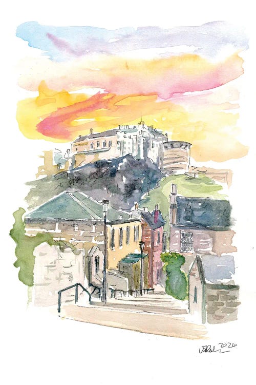 Edinburgh Scotland Street Scene With Castle At Sunset II by Markus & Martina Bleichner wall art