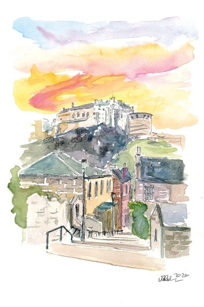 Markus & Martina Bleichner: Edinburgh Scotland Street Scene With Castle At Sunset II by Markus & Martina Bleichner