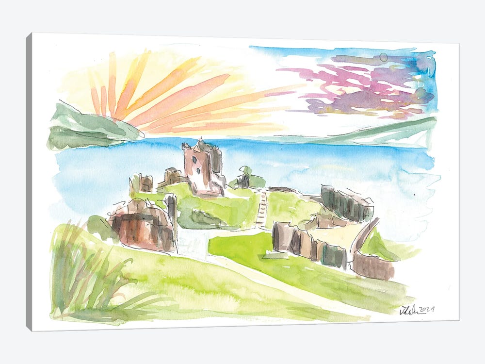 Urquhart Castle With View Over Loch Ness by Markus & Martina Bleichner 1-piece Canvas Wall Art