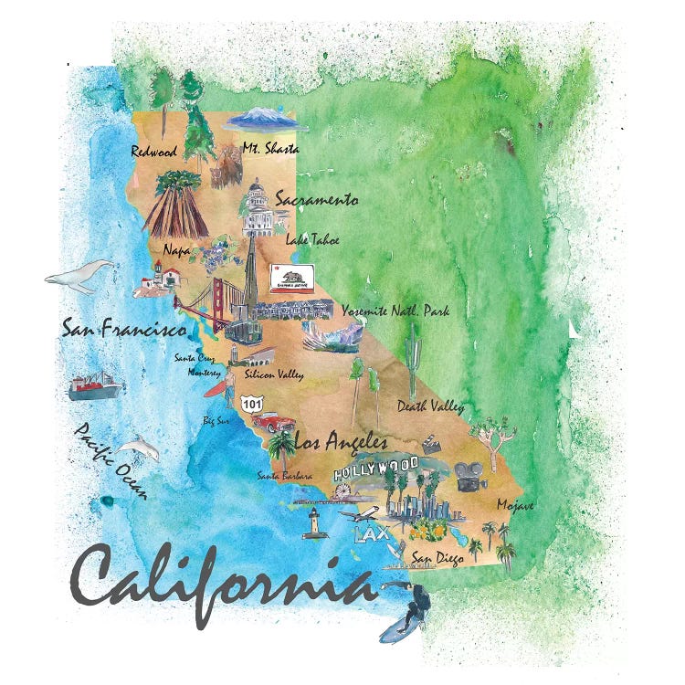 USA, California Travel Poster by Markus & Martina Bleichner wall art