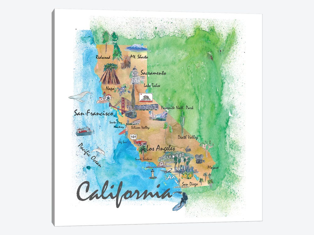 USA, California Travel Poster by Markus & Martina Bleichner 1-piece Art Print