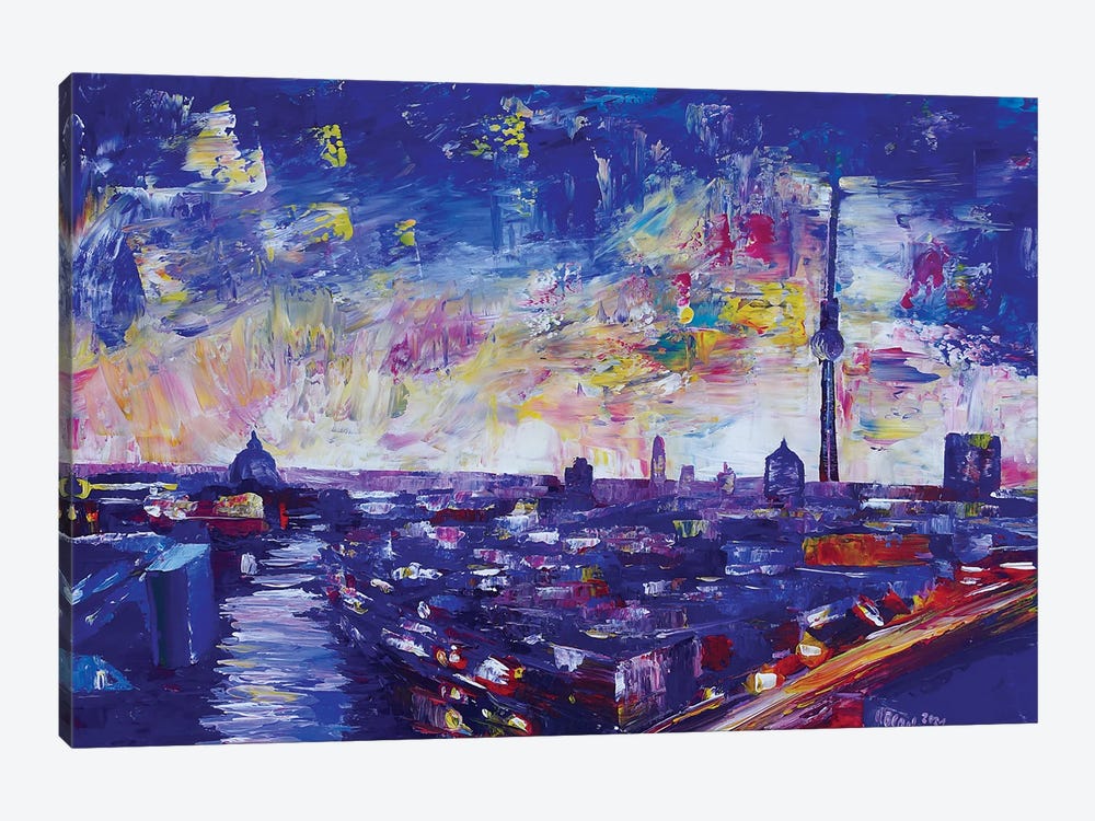 Berlin Impressive Skyline At Night by Markus & Martina Bleichner 1-piece Canvas Art Print