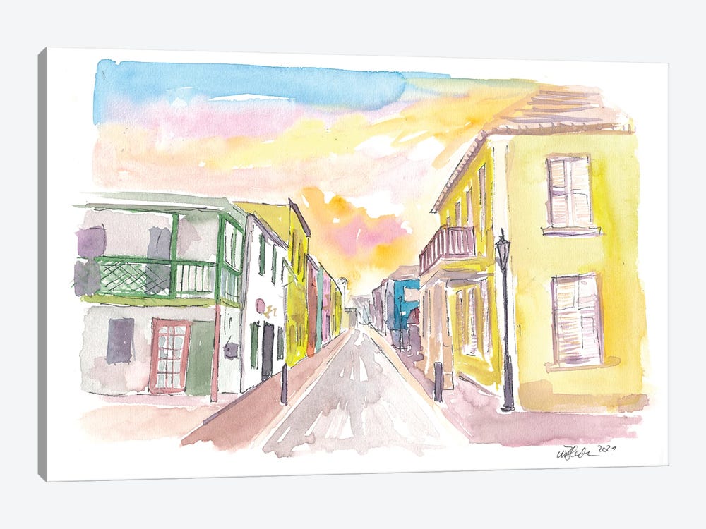 St George Bermuda Quiet Street Walk Afternoon by Markus & Martina Bleichner 1-piece Canvas Art