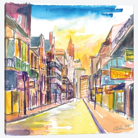 New Orleans Bourbon Street Scene At Sunrise Canvas Print #MMB406} by Markus & Martina Bleichner Canvas Art