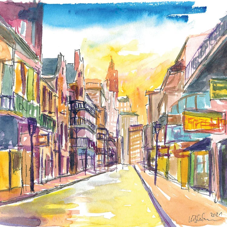 New Orleans Bourbon Street Scene At Sunrise by Markus & Martina Bleichner wall art