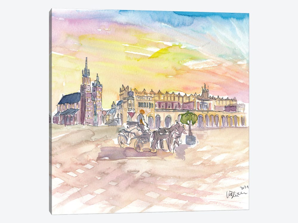 Krakow Poland Marketplace With Cathdral by Markus & Martina Bleichner 1-piece Art Print