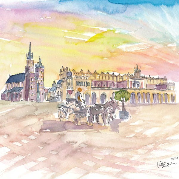 Poland: Krakow Poland Marketplace With Cathdral by Markus & Martina Bleichner