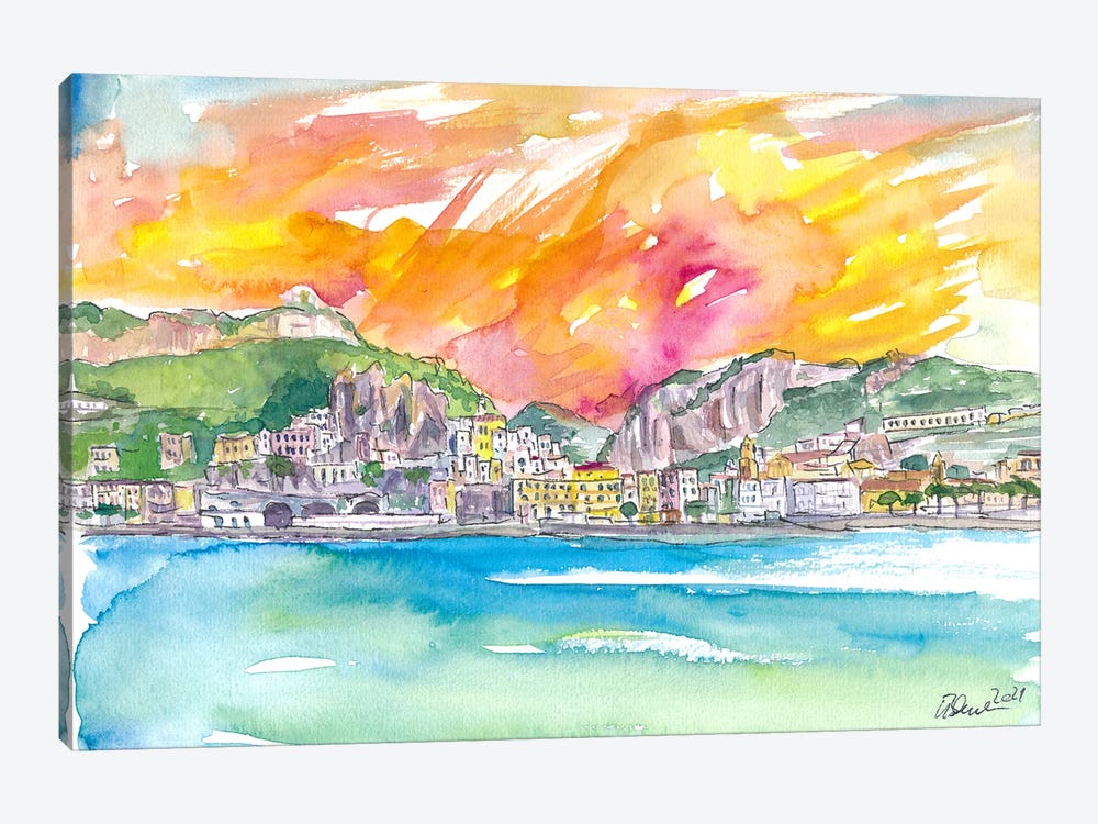 Amore Amalfi Incredible Unforgettable View In Golden Sunlight by Markus & Martina Bleichner 1-piece Art Print