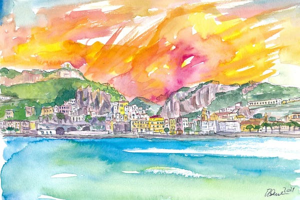 Markus & Martina Bleichner: Amore Amalfi Incredible Unforgettable View In Golden Sunlight by Markus & Martina Bleichner