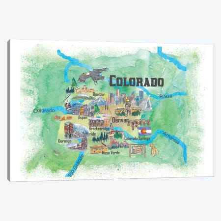 USA, Colorado Illustrated Travel Poster Canvas Print #MMB40} by Markus & Martina Bleichner Canvas Art Print