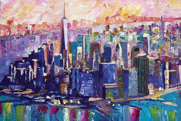 Downtown Manhattan Skyline In Morning Light With Jersey