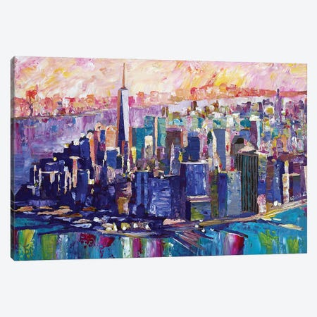 Downtown Manhattan Skyline In Morning Light With Jersey Canvas Print #MMB410} by Markus & Martina Bleichner Canvas Art