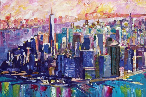New York City Skylines: Downtown Manhattan Skyline In Morning Light With Jersey by Markus & Martina Bleichner