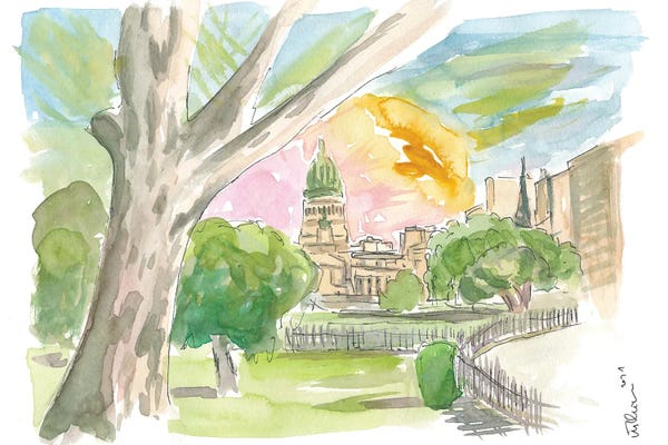 City Parks: Buenos Aires Relaxing In Park With Congress View by Markus & Martina Bleichner
