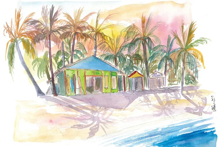 Dominican Republic Beach In Punta Cana With Shops by Markus & Martina Bleichner wall art