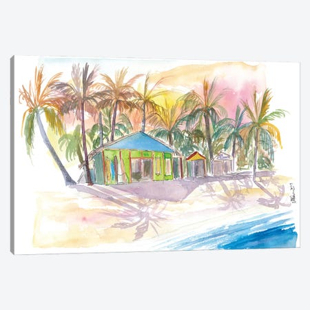 Dominican Republic Beach In Punta Cana With Shops Canvas Print #MMB415} by Markus & Martina Bleichner Art Print