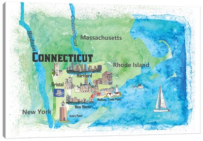 USA, Connecticut Travel Poster Canvas Art Print - Connecticut