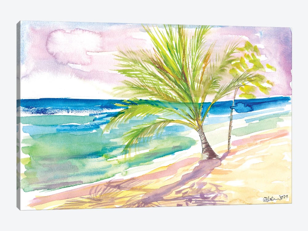 Sandy Beach In Barbados With Caribbean Vibes by Markus & Martina Bleichner 1-piece Canvas Art Print