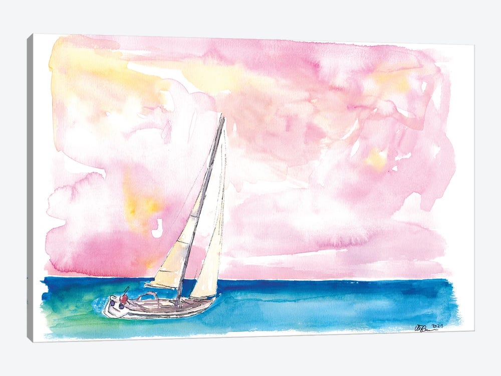 Sailing Fast Into Sunset And Next Port Of Call by Markus & Martina Bleichner 1-piece Canvas Art