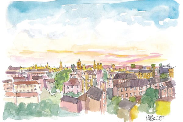 Markus & Martina Bleichner: Rooftop View Of Oxford England by Markus & Martina Bleichner