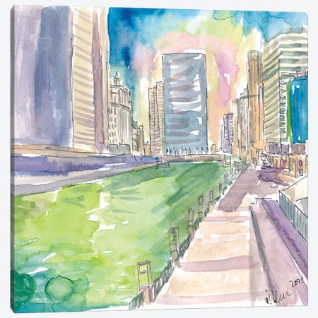 Chicago Illinois Green River Saint Patricks Day Canvas Print #MMB425} by Markus & Martina Bleichner Canvas Artwork