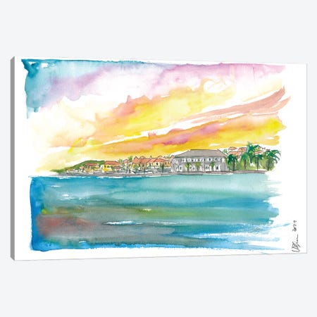 Gustavia St Barts Waterfront At Sunset In The Caribbean Canvas Print #MMB428} by Markus & Martina Bleichner Art Print
