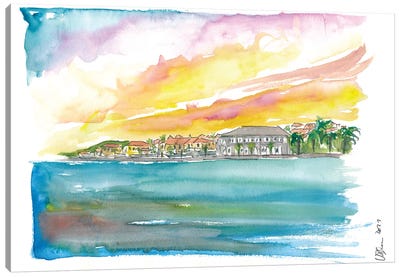 Gustavia St Barts Waterfront At Sunset In The Caribbean Canvas Art Print - Markus & Martina Bleichner