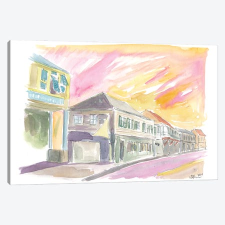 Charlestown Nevis Sunset Street Scene In The Caribbean Canvas Print #MMB437} by Markus & Martina Bleichner Art Print