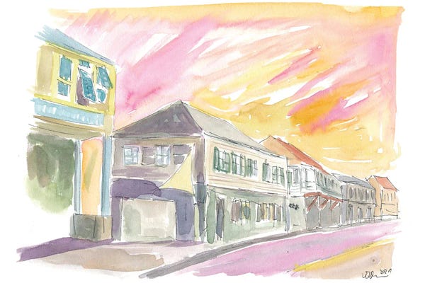 Charlestown Nevis Sunset Street Scene In The Caribbean