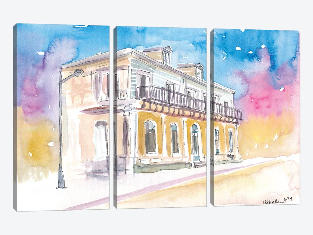 Guadeloupe Pointe A Pitre Old Colonial House by Markus & Martina Bleichner 3-piece Canvas Art