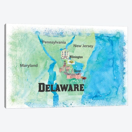 USA, Delaware Travel Poster Canvas Print #MMB43} by Markus & Martina Bleichner Art Print