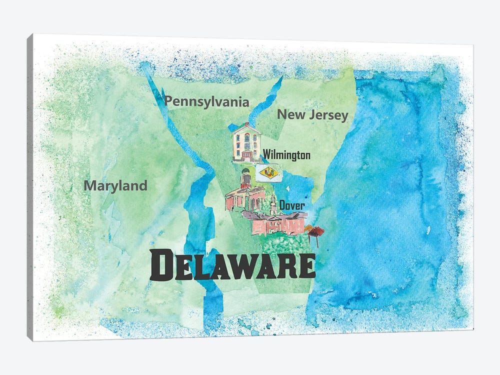 USA, Delaware Travel Poster by Markus & Martina Bleichner 1-piece Canvas Wall Art