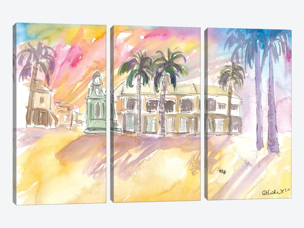 Basseterre St Kitts The Circus Street Scene Afternoon by Markus & Martina Bleichner 3-piece Canvas Wall Art