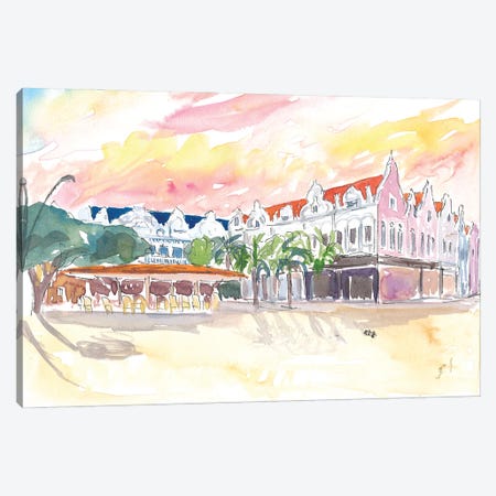 Oranjestad Aruba Caribbean Flair With Plaza Daniel Leo Canvas Print #MMB443} by Markus & Martina Bleichner Canvas Art Print