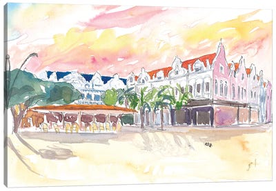 Oranjestad Aruba Caribbean Flair With Plaza Daniel Leo Canvas Art Print - Aruba