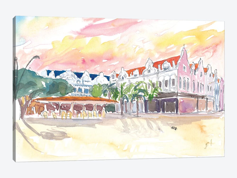Oranjestad Aruba Caribbean Flair With Plaza Daniel Leo by Markus & Martina Bleichner 1-piece Canvas Art Print