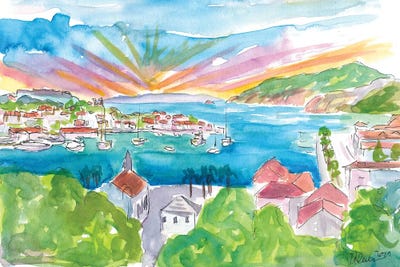 Gustavia Saint Barthelemy Marina At Sunrise by Markus & Martina Bleichner framed canvas print