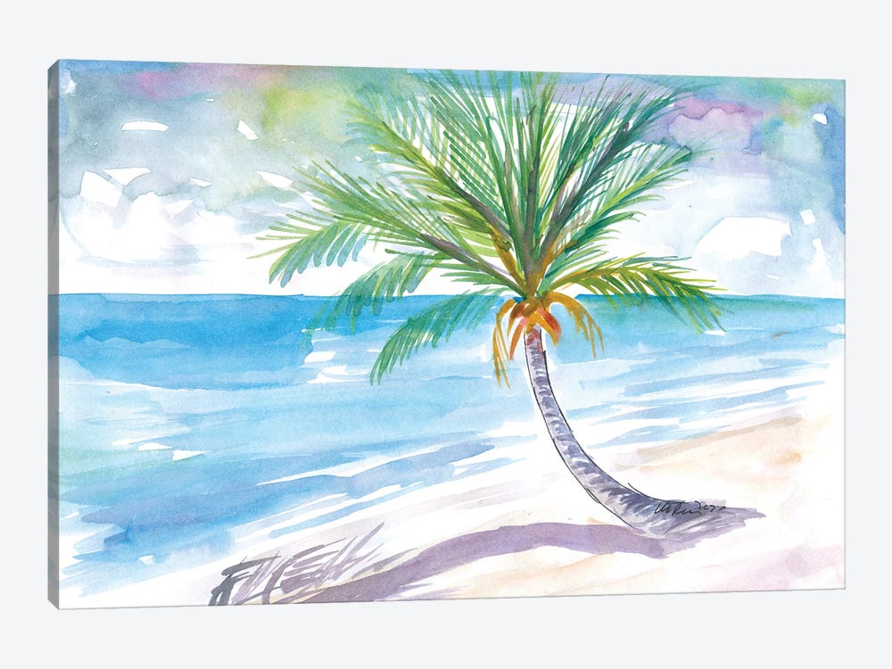 Big Palm For Dreaming Away On A White Caribbean Beach by Markus & Martina Bleichner 1-piece Canvas Artwork