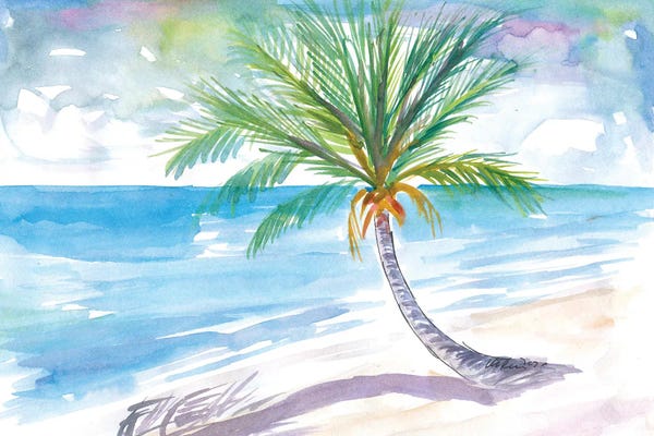 Markus & Martina Bleichner: Big Palm For Dreaming Away On A White Caribbean Beach by Markus & Martina Bleichner