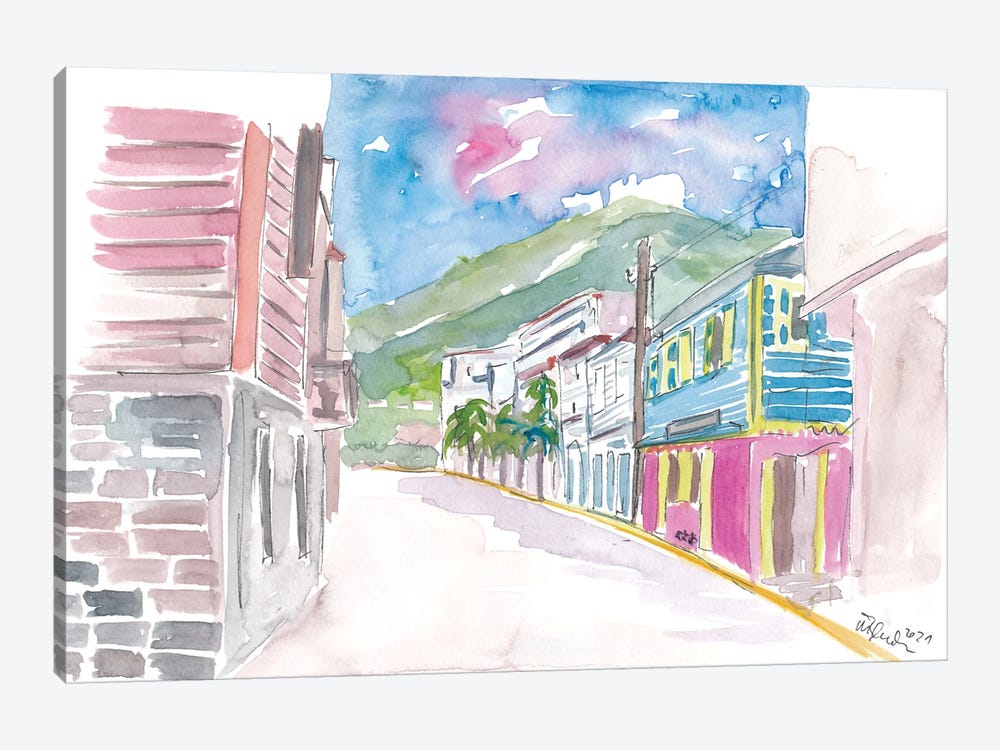 Road Town Tortola British Virgin Island Street Scene by Markus & Martina Bleichner 1-piece Canvas Art Print