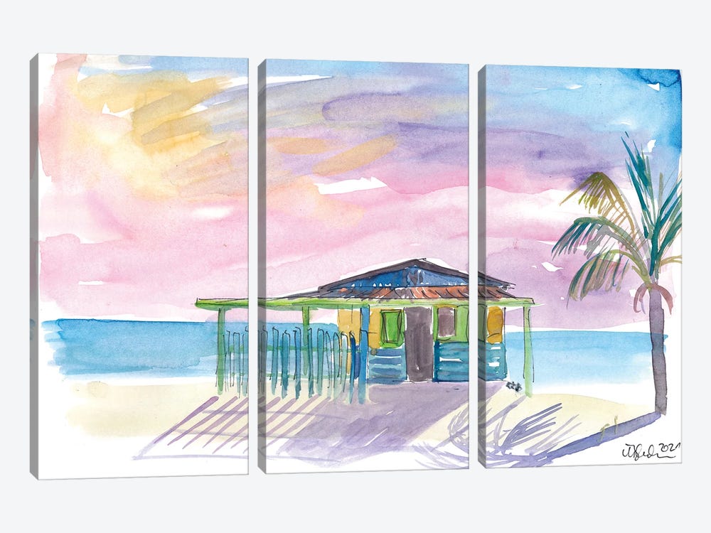 Caribbean Beach Bar House In Virgin Gorda by Markus & Martina Bleichner 3-piece Art Print