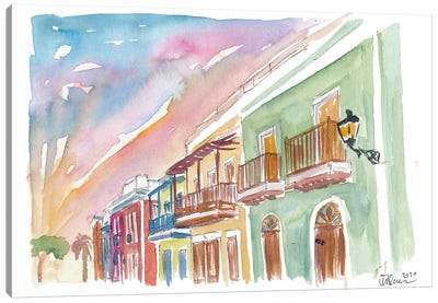 San Juan Puerto Rico Colonial Street Scene Canvas Art Print - Tropical Décor
