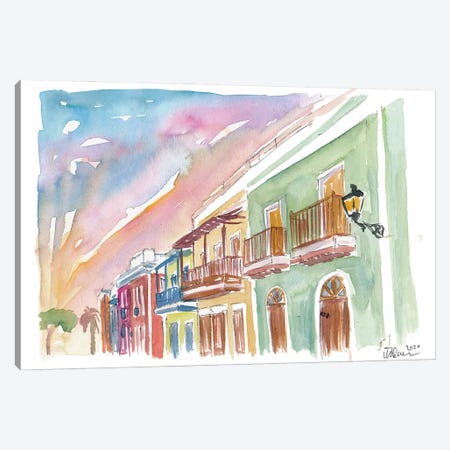 San Juan Puerto Rico Colonial Street Scene Canvas Print #MMB451} by Markus & Martina Bleichner Canvas Artwork